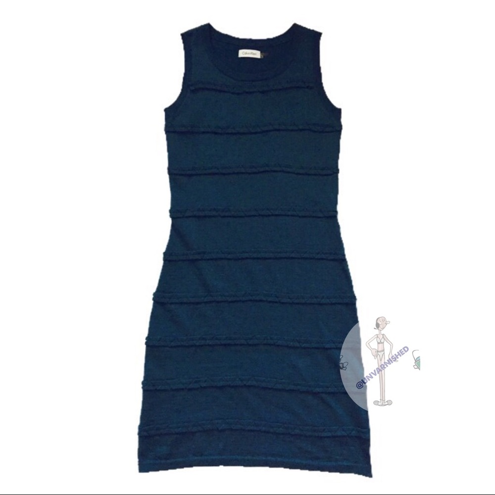 Calvin Klein Teal Tiered Sleeveless Knit Dress